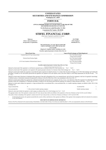 Thumbnail Stifel
 10-K Annual Report 2016