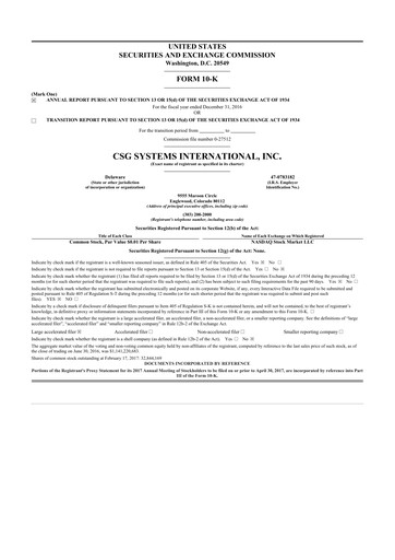 Miniature CSG International
 10-K Rapport annuel 2016