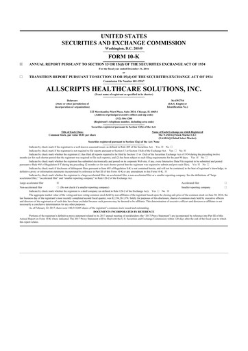 Thumbnail Veradigm 10-K Annual Report 2016