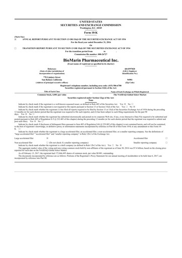 Thumbnail BioMarin Pharmaceutical 10-K Annual Report 2016