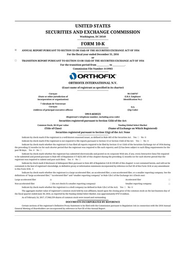 Thumbnail Orthofix Medical
 10-K Annual Report 2016