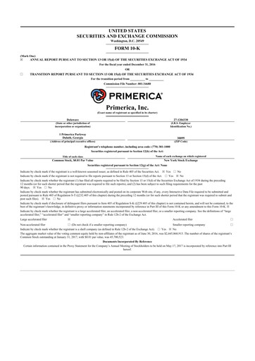 Thumbnail Primerica
 10-K Annual Report 2016