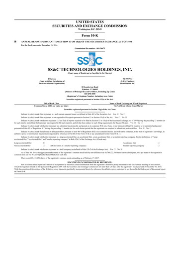 Thumbnail SS&C Technologies
 10-K Annual Report 2016