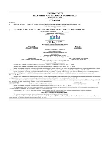 Thumbnail Gaia 10-K Annual Report 2016