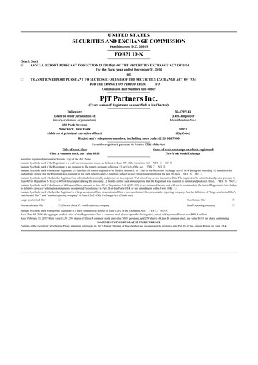 Thumbnail PJT Partners
 10-K Annual Report 2016