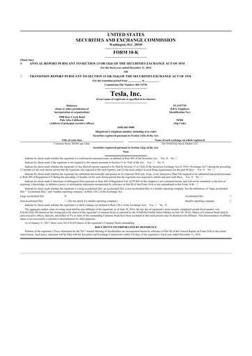 Thumbnail Tesla 10-K Annual Report 2016