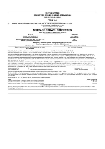 Thumbnail Seritage Growth Properties
 10-K Annual Report 2016