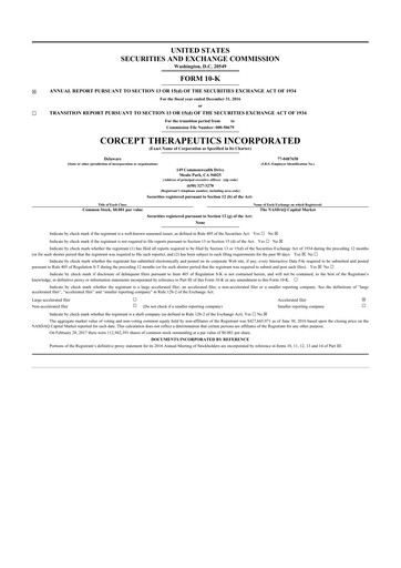 Thumbnail Corcept Therapeutics
 10-K Annual Report 2016