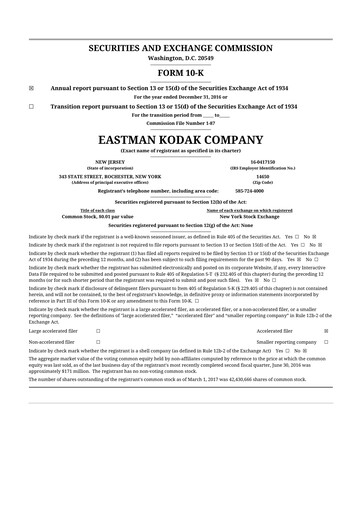 Thumbnail Eastman Kodak Company 10-K Annual Report 2016
