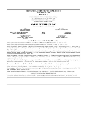 Thumbnail Myers Industries 10-K Annual Report 2016