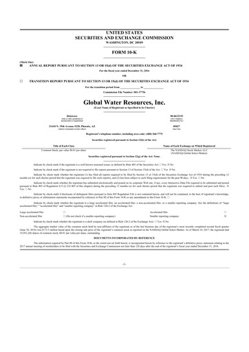 Thumbnail Global Water Resources 10-K Annual Report 2016