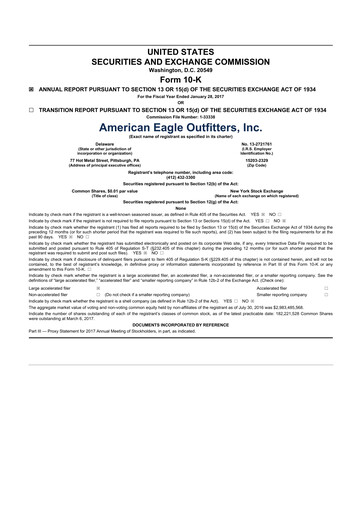 Thumbnail American Eagle Outfitters
 10-K Annual Report 2016