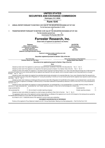 Thumbnail Forrester Research
 10-K Annual Report 2016
