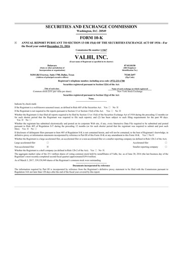 Thumbnail Valhi 10-K Annual Report 2016