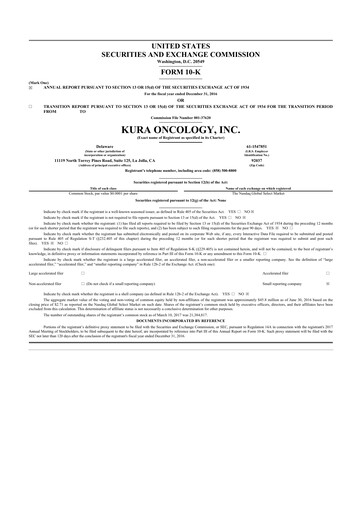 Thumbnail Kura Oncology
 10-K Annual Report 2016