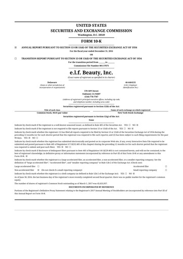 Thumbnail e.l.f. Beauty 10-K Annual Report 2016