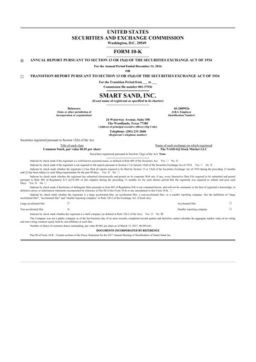 Thumbnail Smart Sand
 10-K Annual Report 2016