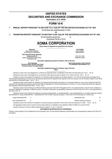 Thumbnail XOMA Royalty 10-K Annual Report 2016