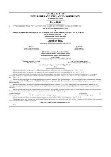 Thumbnail Agenus
 10-K Annual Report 2016