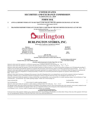 Thumbnail Burlington Stores 10-K Annual Report 2016