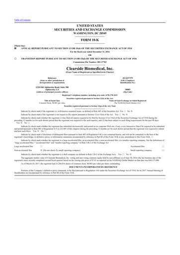 Thumbnail Clearside Biomedical
 10-K Annual Report 2016