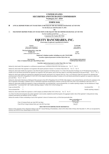 Miniature Equity Bancshares 10-K Rapport annuel 2016