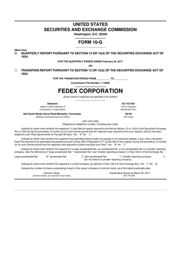 Thumbnail FedEx 10-Q Quarterly Report FY2017 