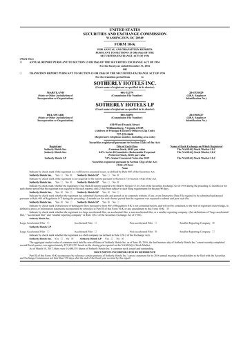 Thumbnail Sotherly Hotels 10-K Annual Report 