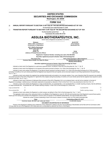 Thumbnail Spyre Therapeutics 10-K Annual Report 2016