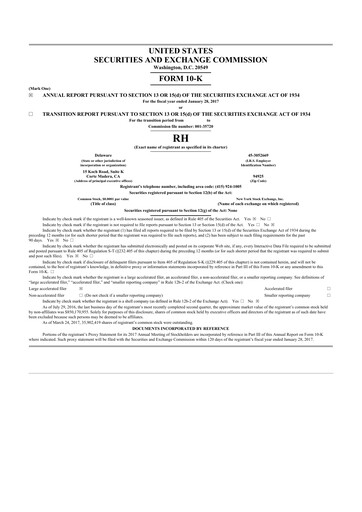 Thumbnail Restoration Hardware
 10-K Annual Report 2016