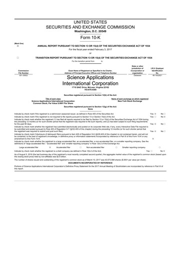 Miniature SAIC (Science Applications International Corp) 10-K Rapport annuel 2017