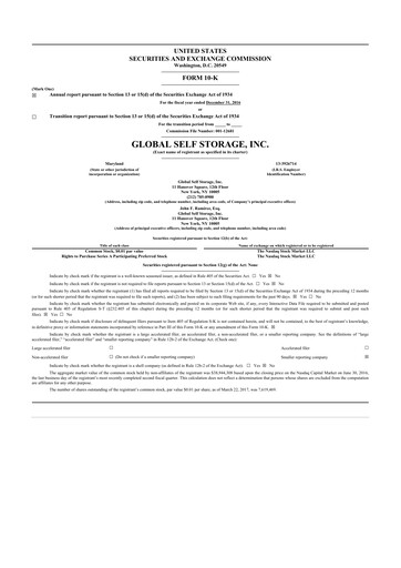 Vorschaubild Global Self Storage 10-K Jahresbericht 2016