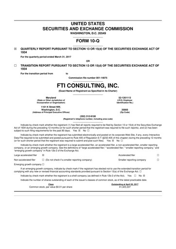 Thumbnail FTI Consulting 10-Q Quarterly Report FY2017 
