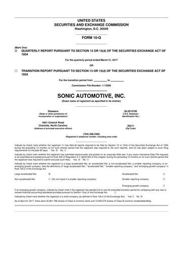 Thumbnail Sonic Automotive
 10-Q Quarterly Report FY2017 