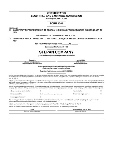 Thumbnail Stepan Company
 10-Q Quarterly Report FY2017 