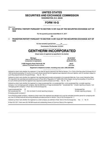 Vorschaubild Gentherm 10-Q Quartalsbericht 2017 