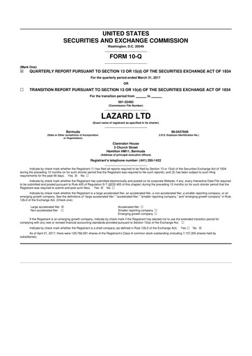 Thumbnail Lazard 10-Q Quarterly Report FY2017 