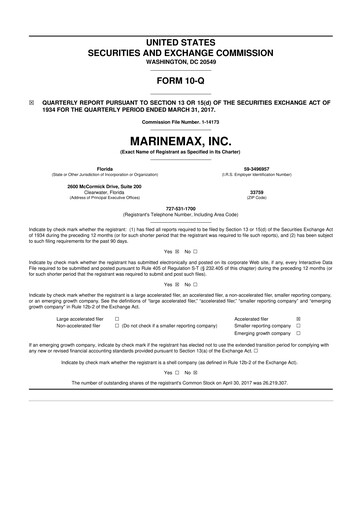 Thumbnail MarineMax 10-Q Quarterly Report FY2017 