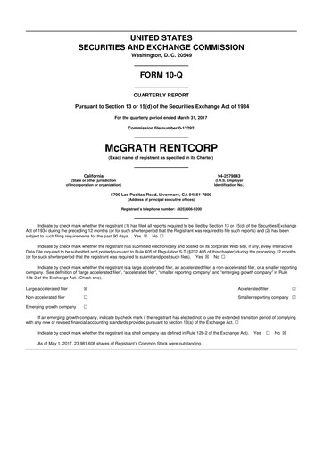 Thumbnail McGrath RentCorp
 10-Q Quarterly Report FY2017 