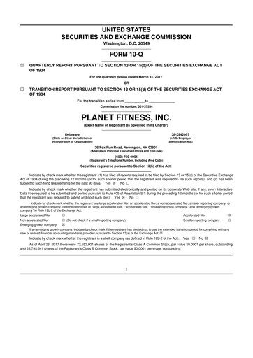 Thumbnail Planet Fitness
 10-Q Quarterly Report FY2017 
