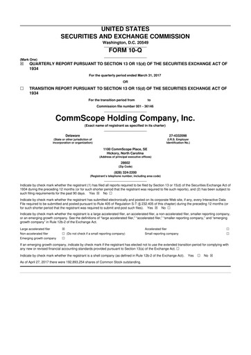 Miniature CommScope
 10-Q Rapport trimestriel 2017 
