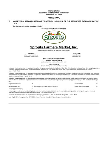 Thumbnail Sprouts Farmers Market 10-Q Quarterly Report FY2017 
