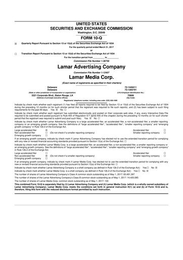 Thumbnail Lamar Advertising 10-Q Quarterly Report FY 