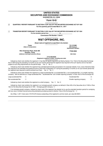 Thumbnail W&T Offshore 10-Q Quarterly Report FY2017 