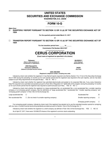 Thumbnail Cerus Corporation 10-Q Quarterly Report FY2017 
