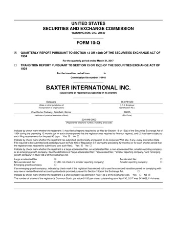 Miniature Baxter 10-Q Rapport trimestriel 2017 