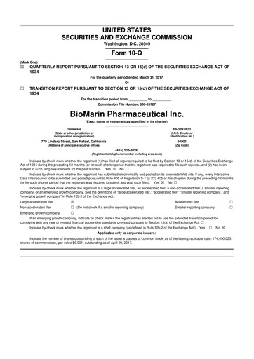 Thumbnail BioMarin Pharmaceutical 10-Q Quarterly Report FY2017 