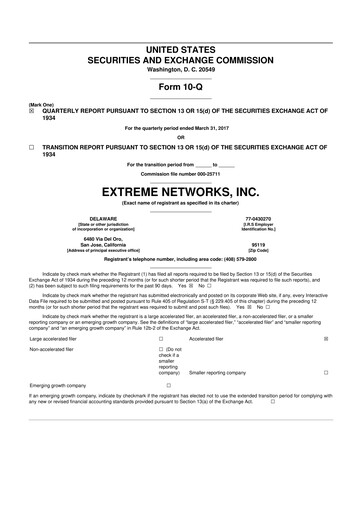 Thumbnail Extreme Networks
 10-Q Quarterly Report FY2017 