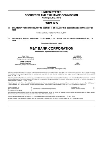 Thumbnail M&T Bank 10-Q Quarterly Report FY2017 