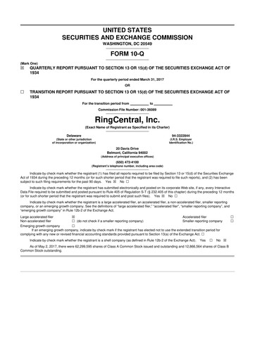 Thumbnail RingCentral
 10-Q Quarterly Report FY2017 